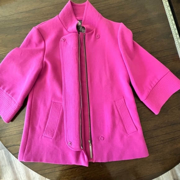 Kensie 3/4 sleeve full zip vibrant pink jacket with pockets size small - Picture 9 of 16